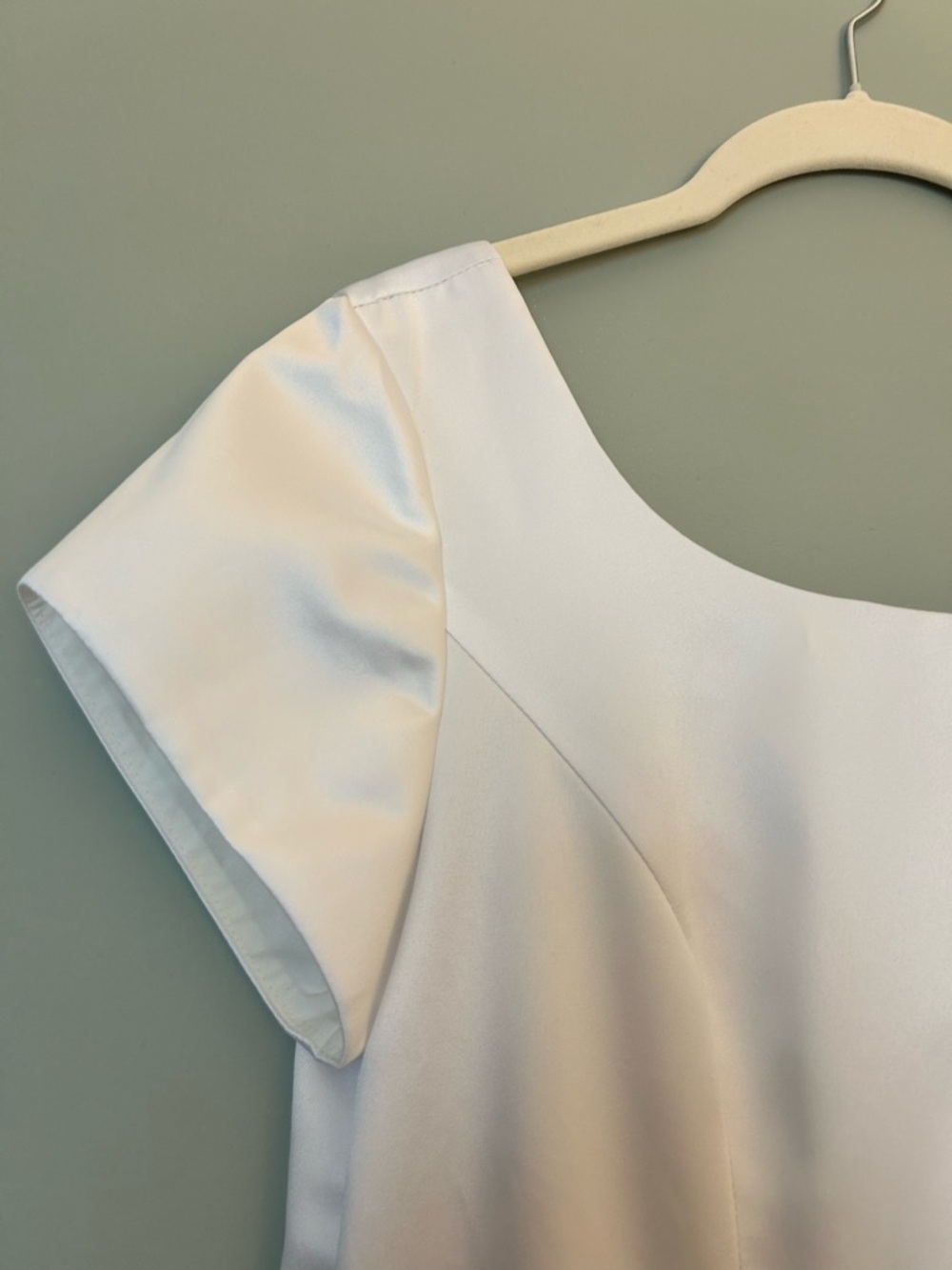Vintage 80’s White Satin Women’s Gown Homemade Scoop-Neck Full A-Line Skirt - Picture 5 of 11
